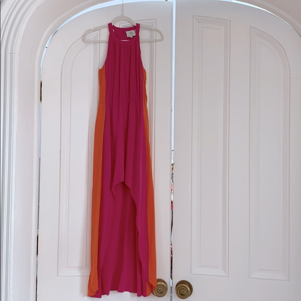 Madison Marcus pink/orange high low dress -size XS